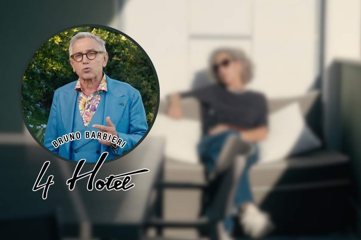 immagine sfocata, barbieri nel riquadro e logo 4 hotel