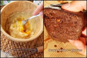 Due frame di una videoricetta dei brownie senza farina di un post su Instagram