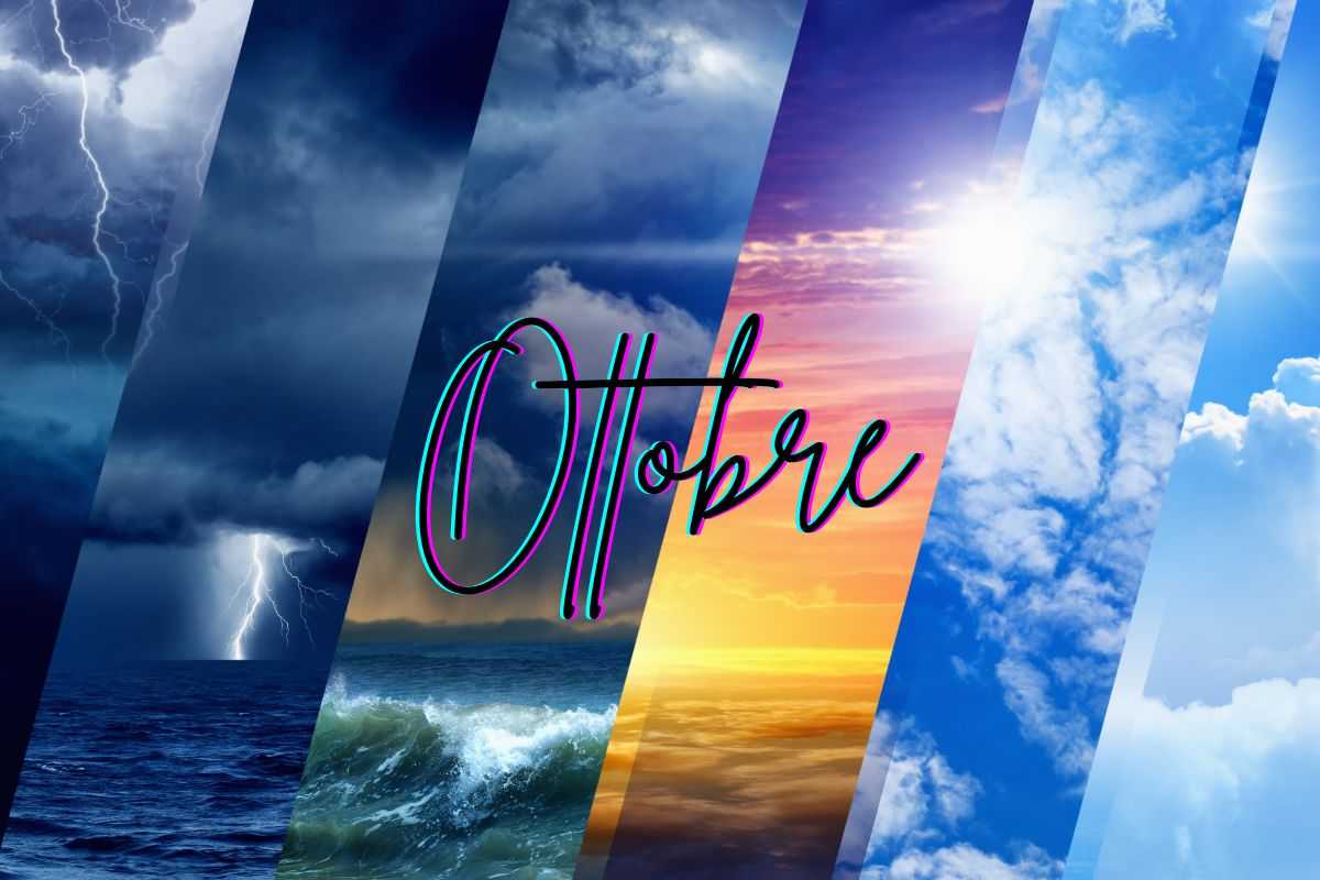 diversi condizioni meteo e scritta ottobre