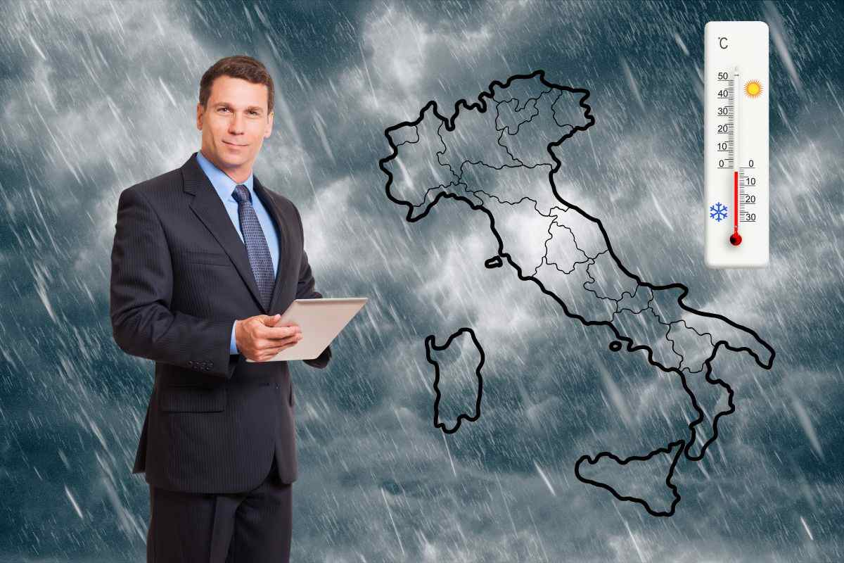 meteorologo, italia, e pioggia battente