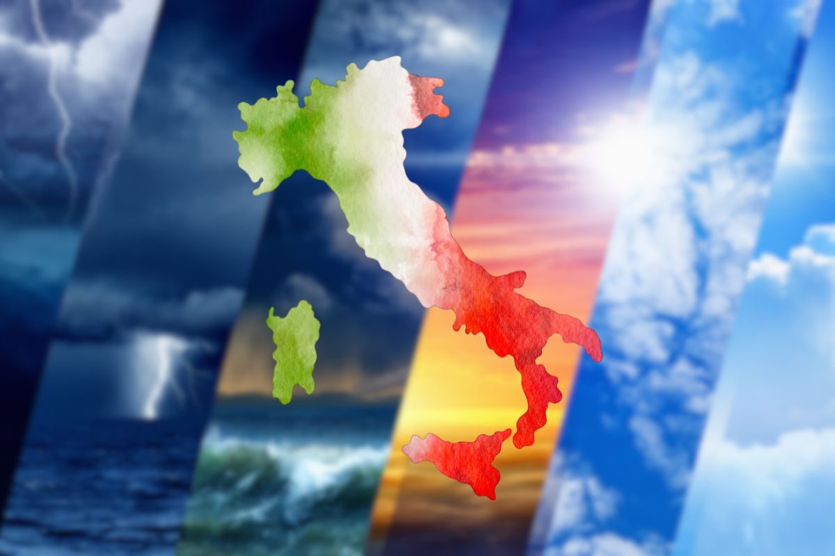 rappresentazione dell'italia e diversi paesaggi climatici
