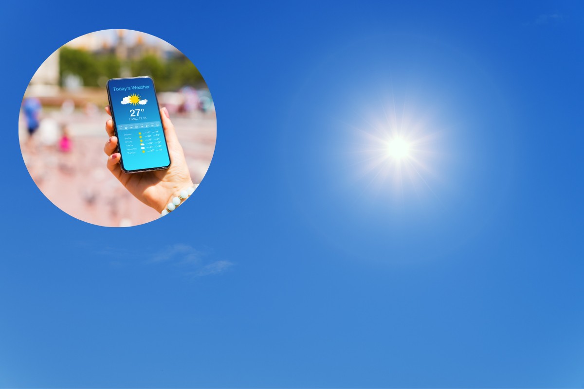sole e telefono con meteo