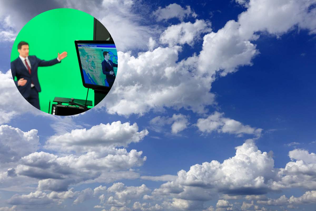 cielo con nuvole e meteorologo