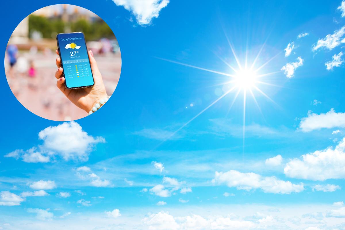 sole e telefono con meteo