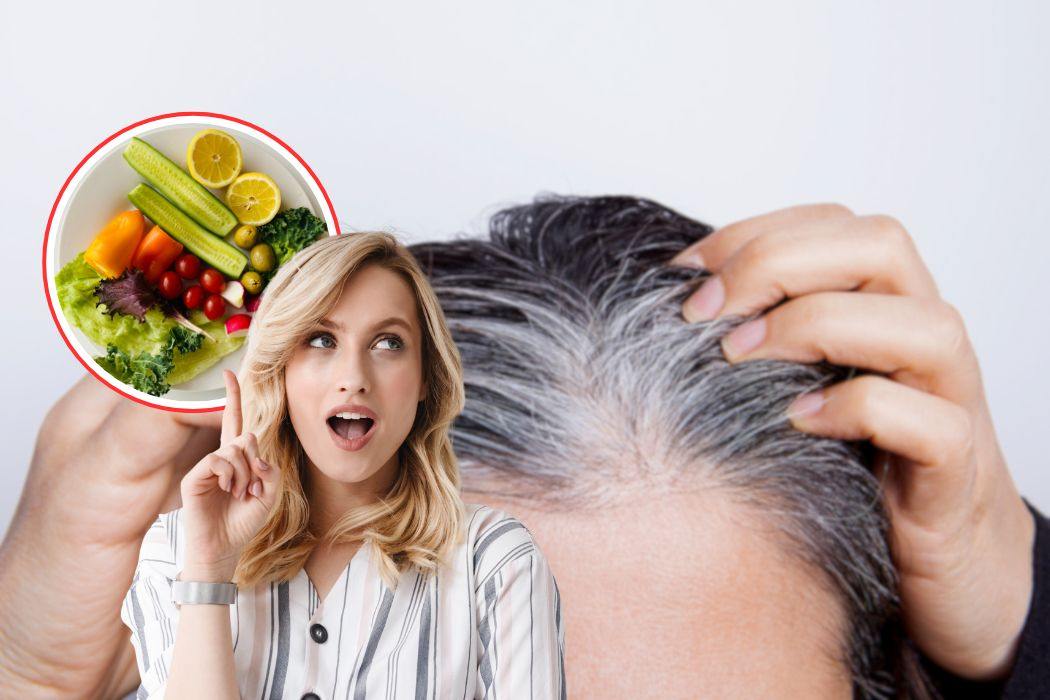 donna con idea, alimenti e donna con capelli bianchi