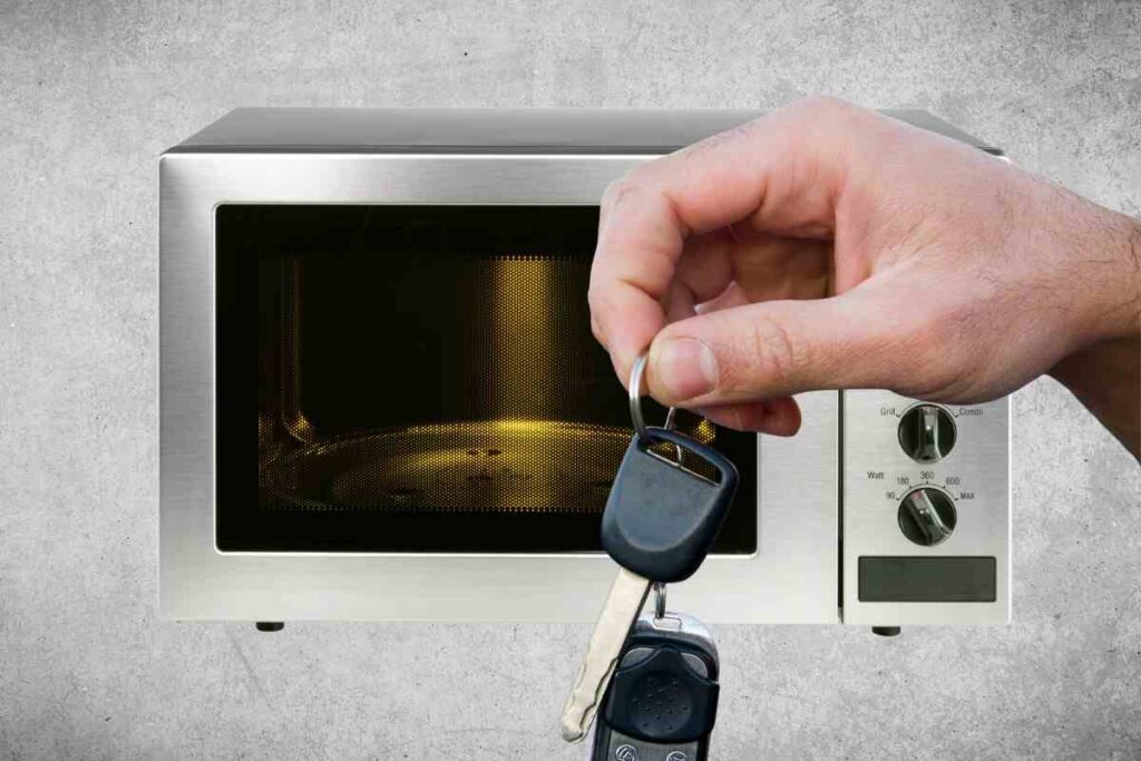 chiavi auto in mano e microonde