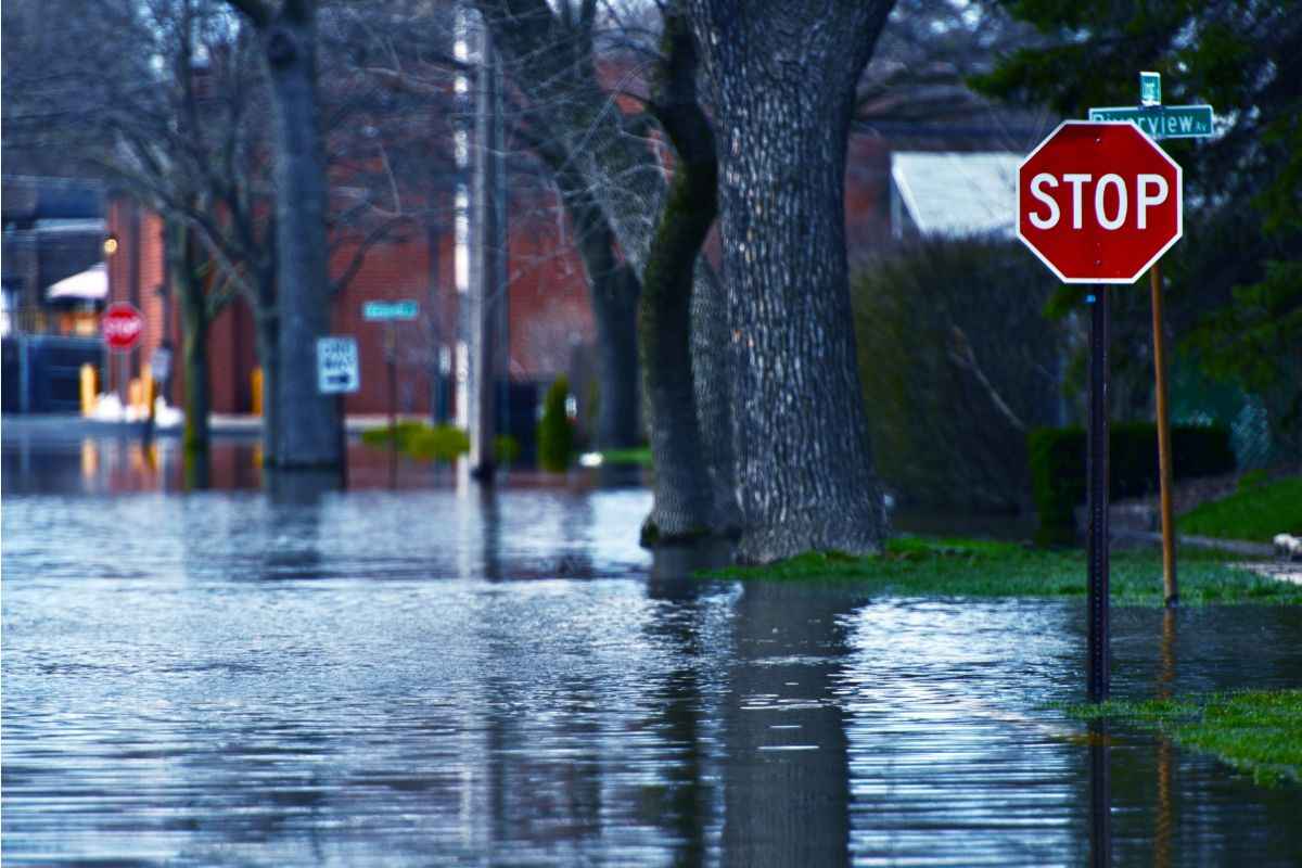 città allagata da un alluvione